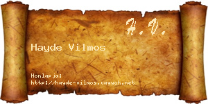 Hayde Vilmos névjegykártya